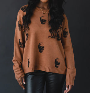 Brown Skull Sweater