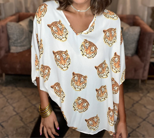 ADRIENNE OVERSIZED BEIGE EASY TIGER BLOUSE