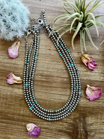 4 mm silver/turquoise choker