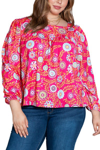 Pink Plus Square Neck Floral Blouse