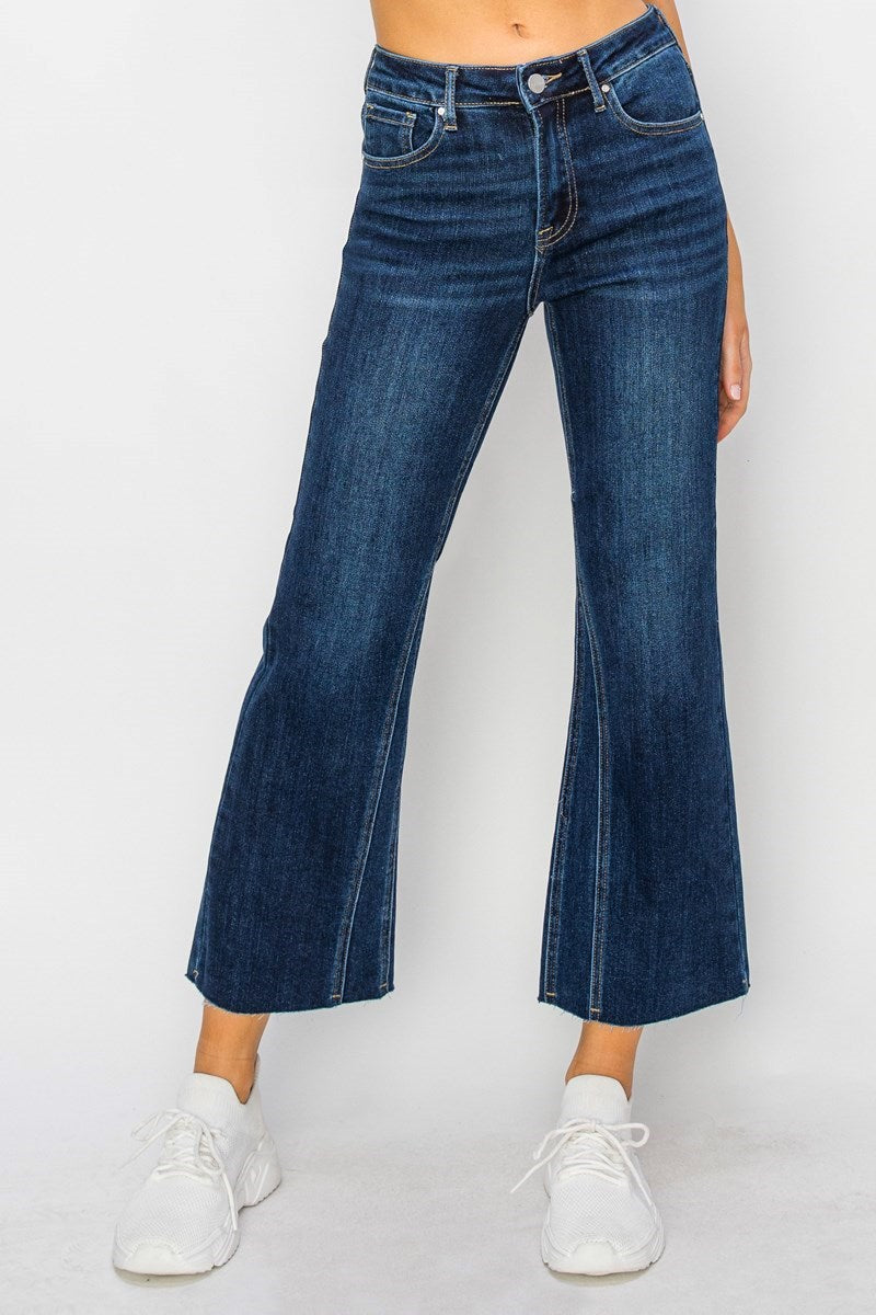 MID RISE LEG SEAM DETAILED ANKLE FLARE JEANS