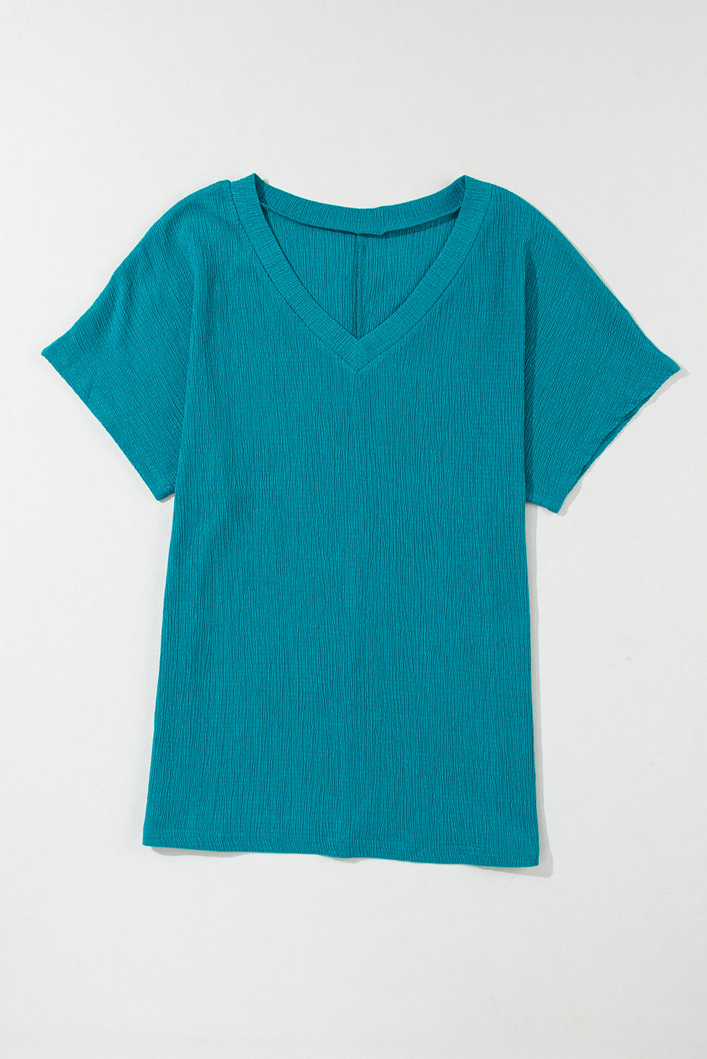 Blue Sapphire Crinkled VNeck T-Shirt