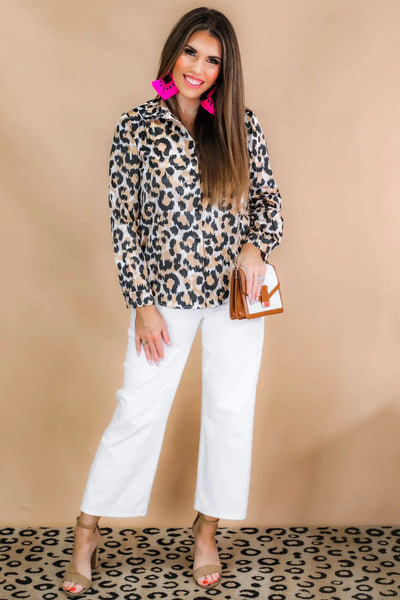 Flirty Babe Leopard Button Top