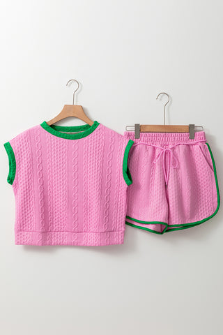 Pink Textured Short Set