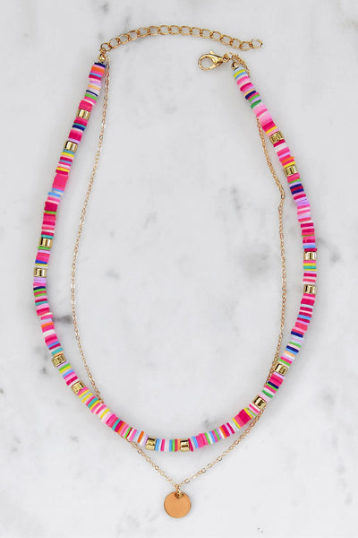 Flat Disc Bead Necklace